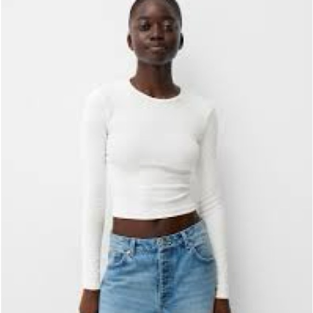Bershka Cream Long Sleeve Top